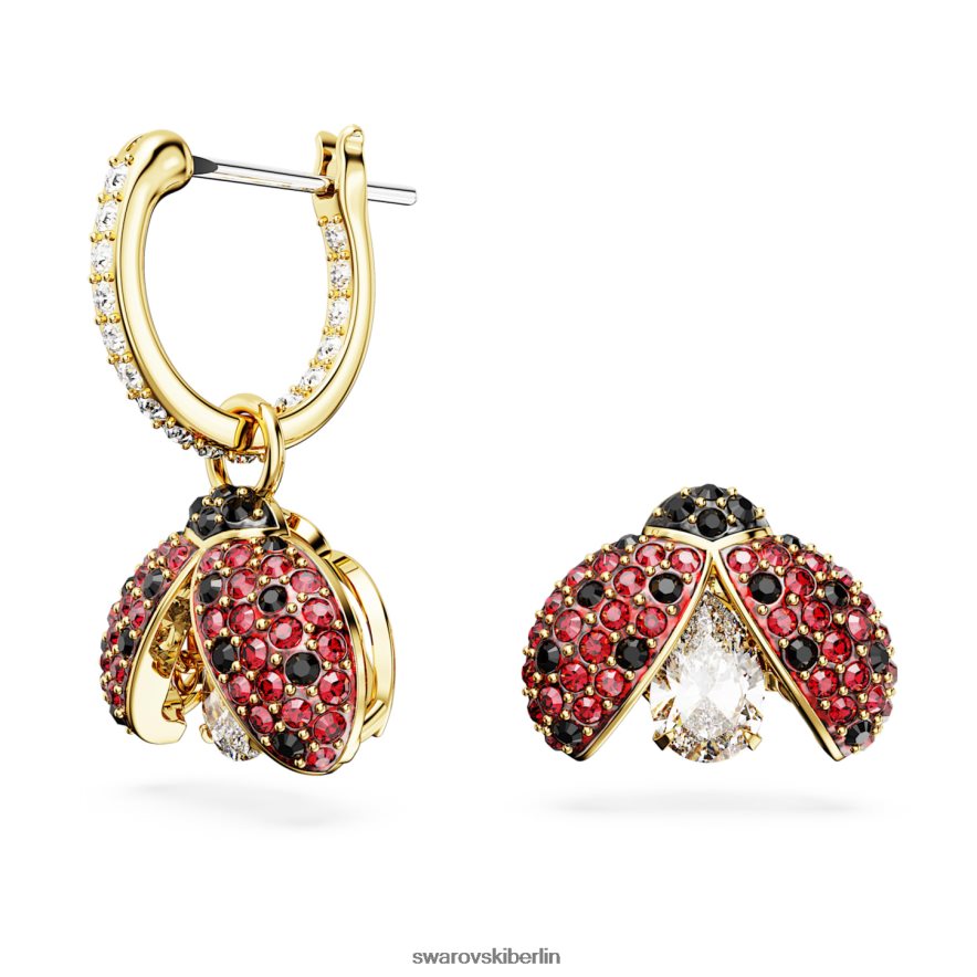 Swarovski Idyllische Tropfenohrringe Marienkäfer, rot, vergoldet Schmuck HLT448826