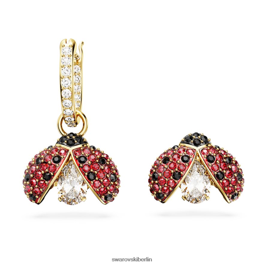 Swarovski Idyllische Tropfenohrringe Marienkäfer, rot, vergoldet Schmuck HLT448826