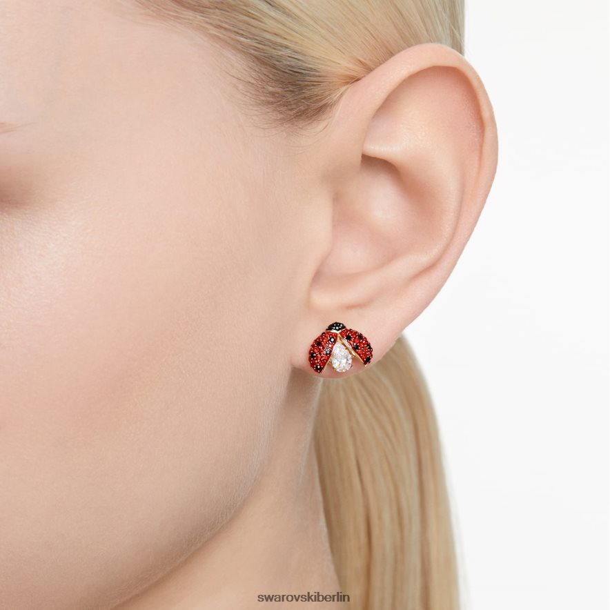 Swarovski Idyllische Tropfenohrringe Marienkäfer, rot, vergoldet Schmuck HLT448826