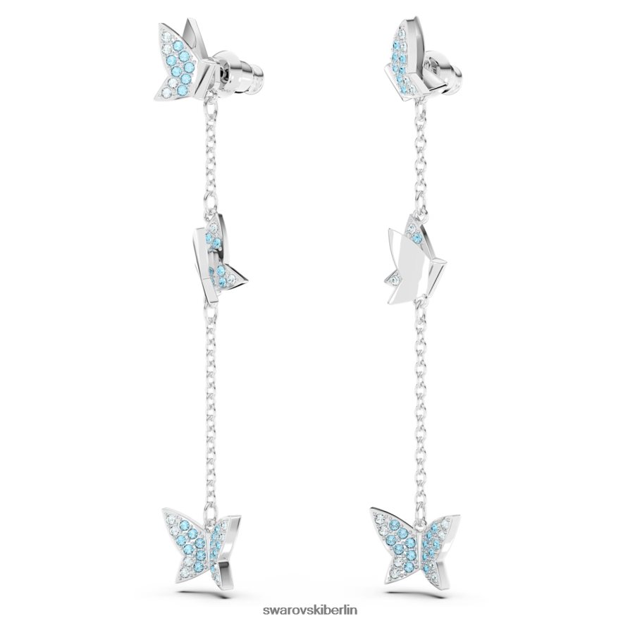 Swarovski Lilia-Tropfenohrringe Schmetterling, blau, rhodiniert Schmuck HLT448766