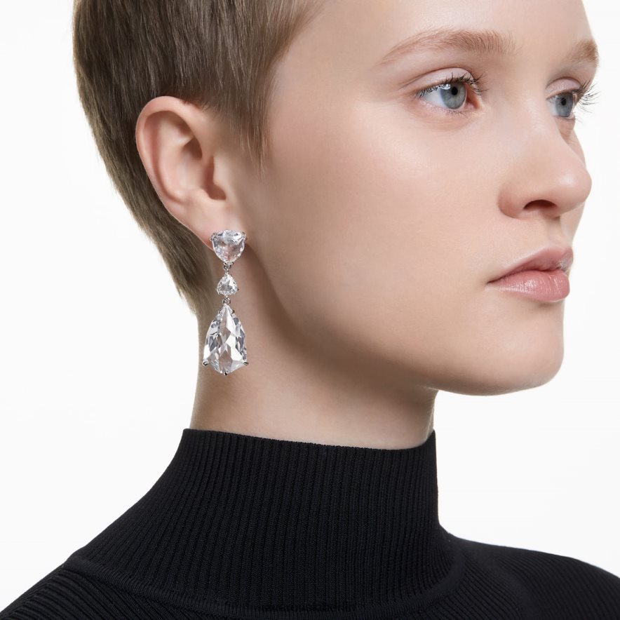 Swarovski Mesmera-Tropfenohrringe Mischschliffe, weiß, rhodiniert Schmuck HLT448755