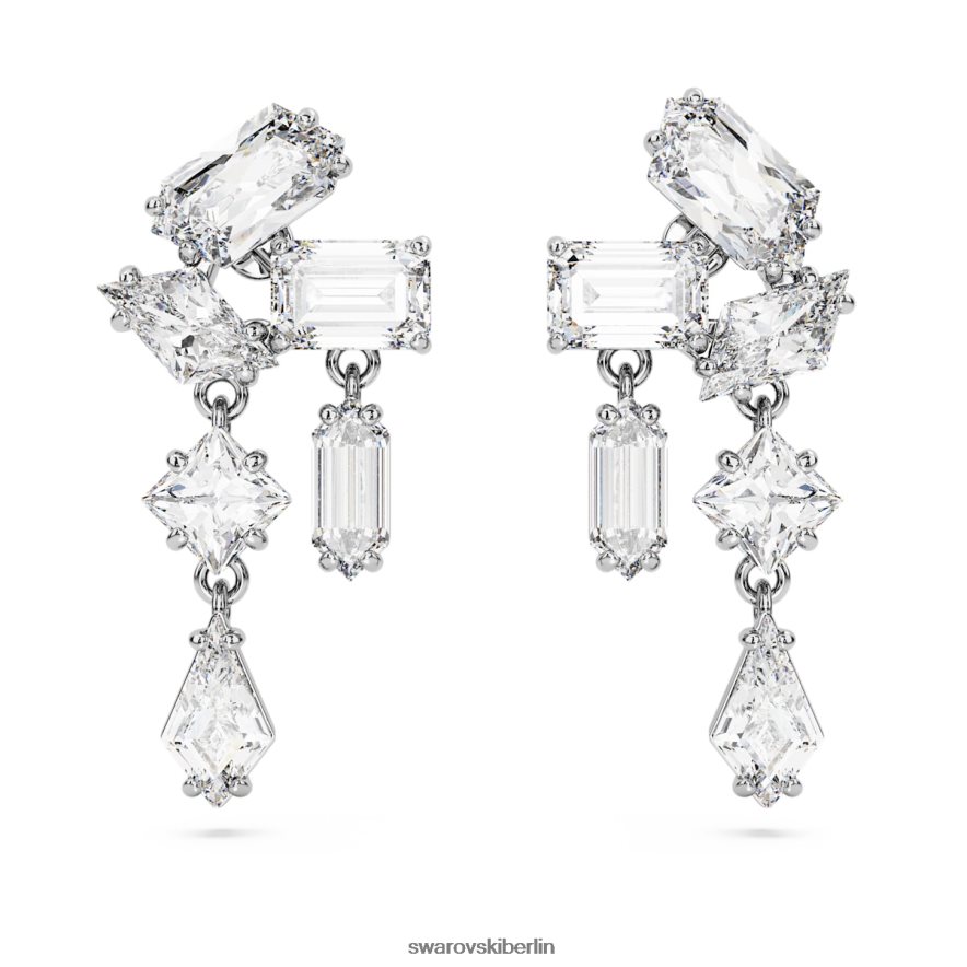 Swarovski Mesmera-Tropfenohrringe Mischschliffe, weiß, rhodiniert Schmuck HLT448827