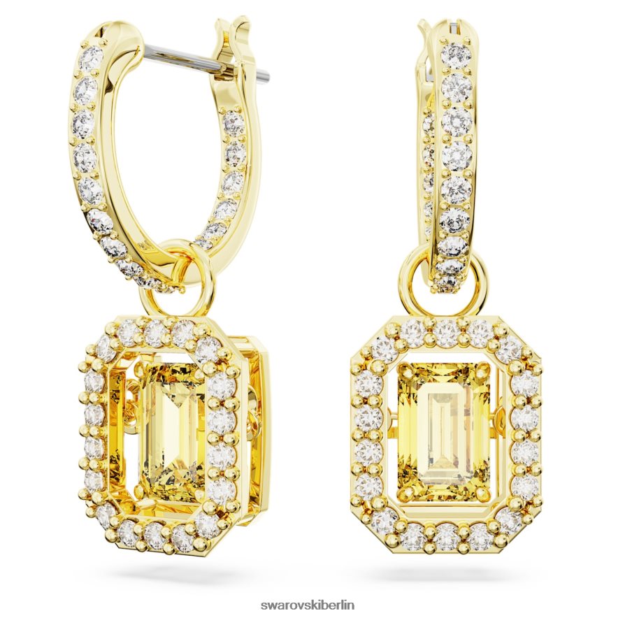 Swarovski Millenia-Ohrringe Achteckschliff, gelb, vergoldet Schmuck HLT448774