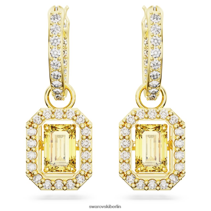 Swarovski Millenia-Ohrringe Achteckschliff, gelb, vergoldet Schmuck HLT448774