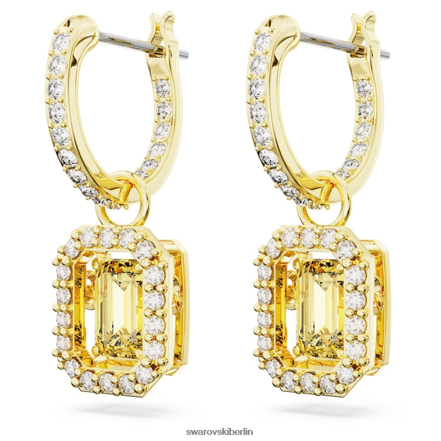 Swarovski Millenia-Ohrringe Achteckschliff, gelb, vergoldet Schmuck HLT448774