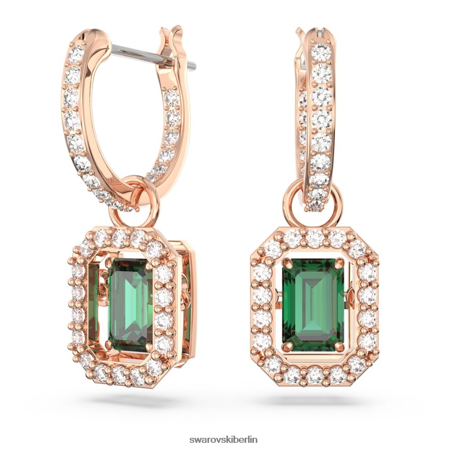 Swarovski Millenia-Ohrringe Achteckschliff, grün, rosévergoldet Schmuck HLT448842