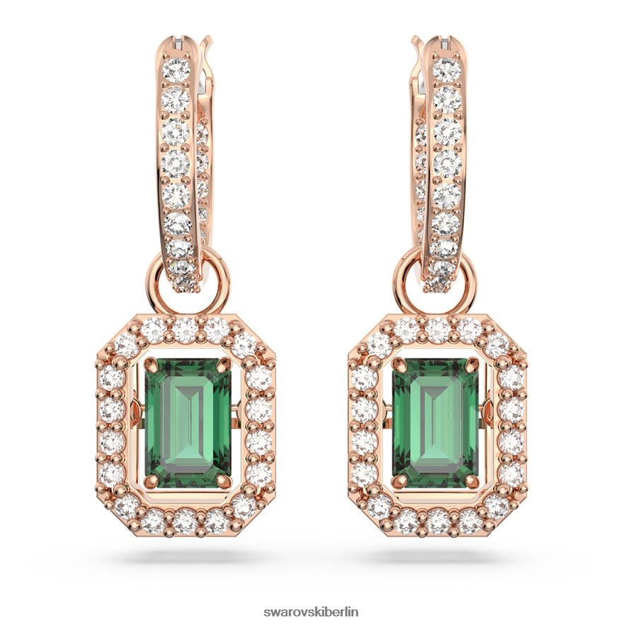 Swarovski Millenia-Ohrringe Achteckschliff, grün, rosévergoldet Schmuck HLT448842