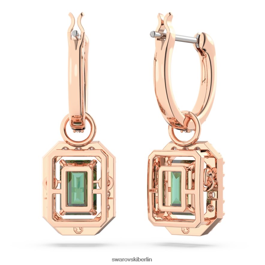 Swarovski Millenia-Ohrringe Achteckschliff, grün, rosévergoldet Schmuck HLT448842