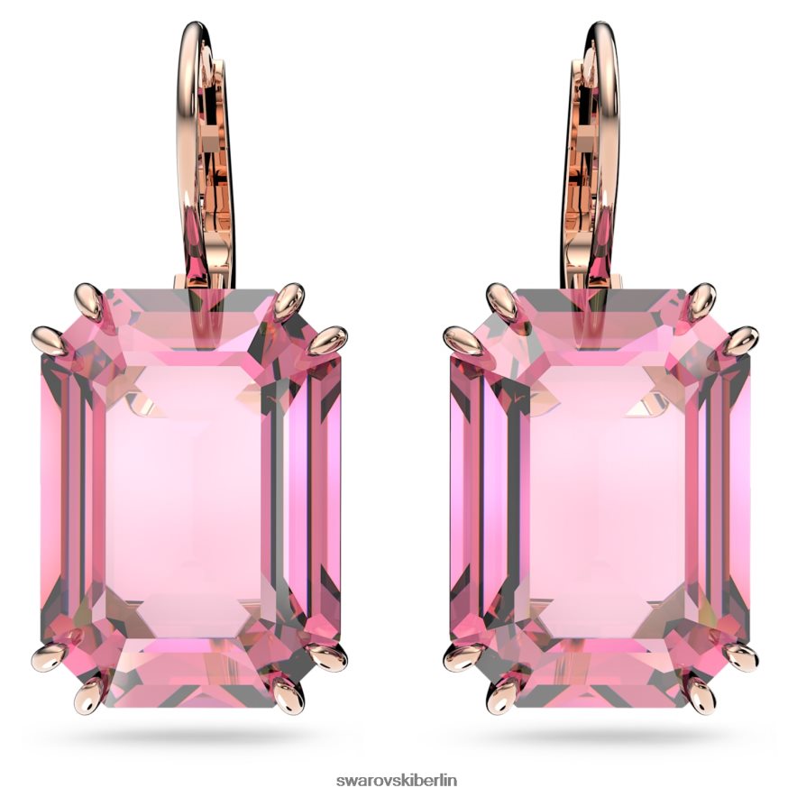 Swarovski Millenia-Ohrringe Achteckschliff, rosa, rosévergoldet Schmuck HLT448798