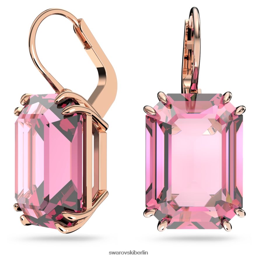 Swarovski Millenia-Ohrringe Achteckschliff, rosa, rosévergoldet Schmuck HLT448798