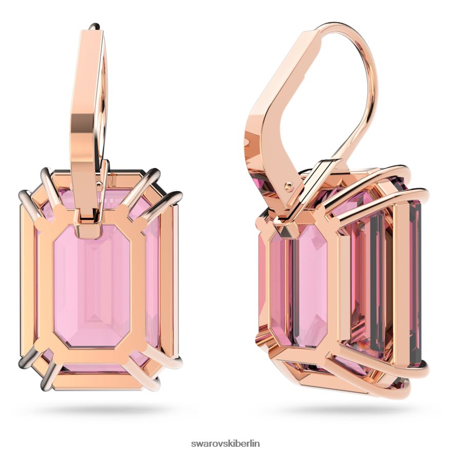 Swarovski Millenia-Ohrringe Achteckschliff, rosa, rosévergoldet Schmuck HLT448798