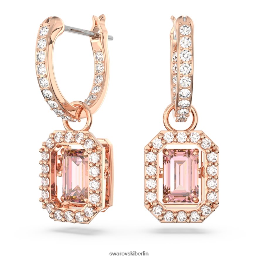 Swarovski Millenia-Ohrringe Achteckschliff, rosa, rosévergoldet Schmuck HLT448811