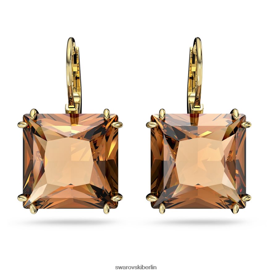 Swarovski Millenia-Ohrringe quadratisch geschnitten, braun, vergoldet Schmuck HLT448805