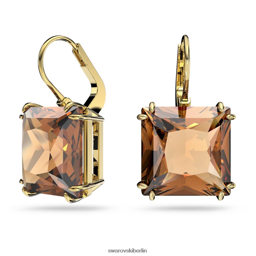Swarovski Millenia-Ohrringe quadratisch geschnitten, braun, vergoldet Schmuck HLT448805