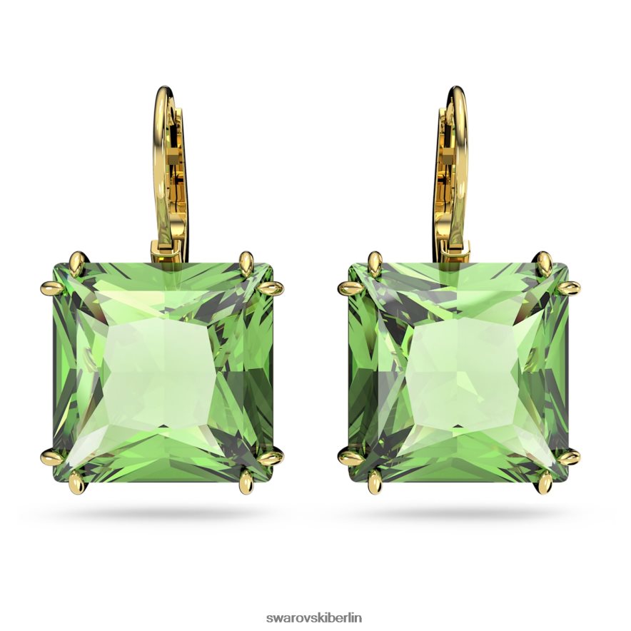 Swarovski Millenia-Ohrringe quadratischer Schnitt, grün, vergoldet Schmuck HLT448760