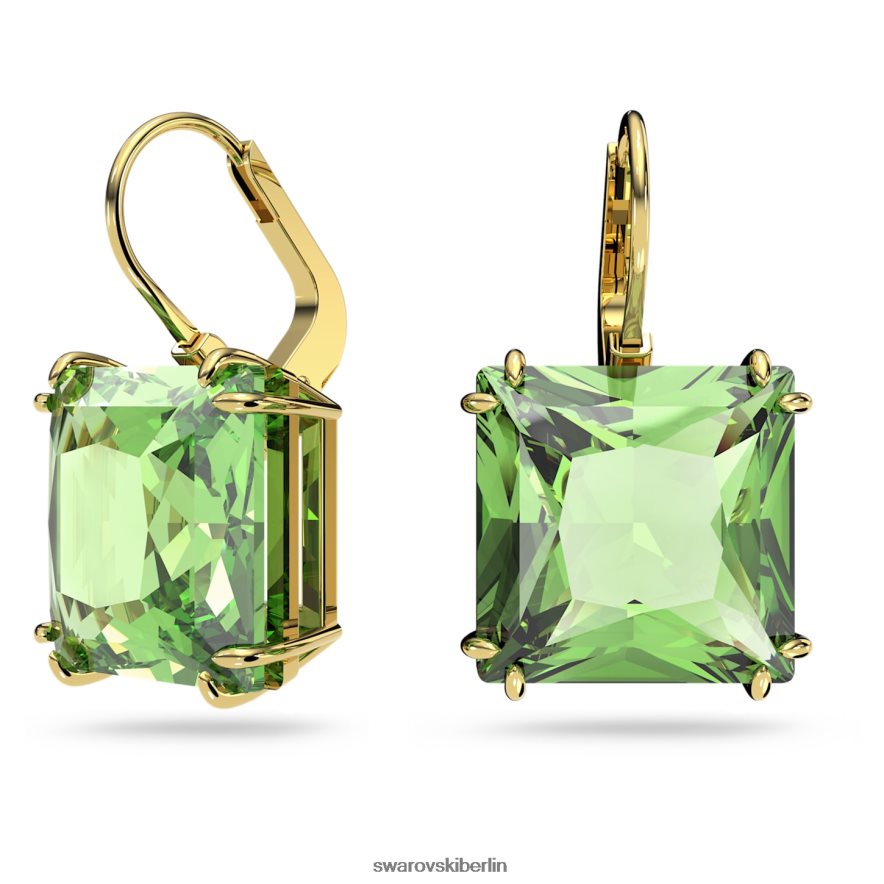 Swarovski Millenia-Ohrringe quadratischer Schnitt, grün, vergoldet Schmuck HLT448760