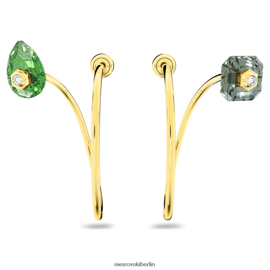 Swarovski Numina-Tropfenohrringe asymmetrisches Design, gemischte Schnitte, mehrfarbig, vergoldet Schmuck HLT448820