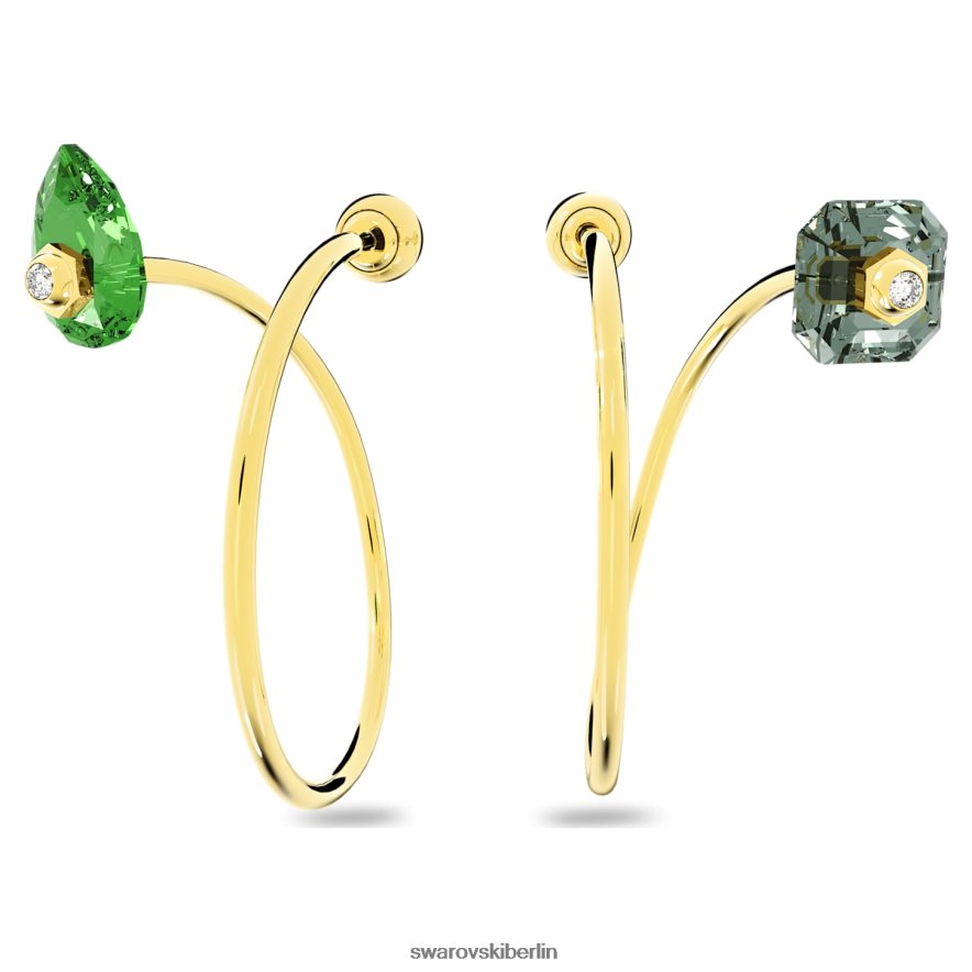Swarovski Numina-Tropfenohrringe asymmetrisches Design, gemischte Schnitte, mehrfarbig, vergoldet Schmuck HLT448820