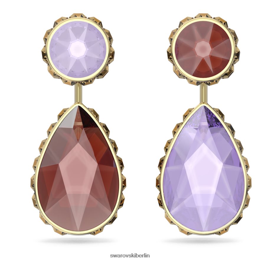 Swarovski Orbita-Tropfenohrringe asymmetrisches Design, Tropfenschliff, mehrfarbig, vergoldet Schmuck HLT448795