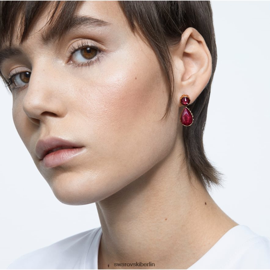 Swarovski Orbita-Tropfenohrringe asymmetrisches Design, Tropfenschliff, mehrfarbig, vergoldet Schmuck HLT448795