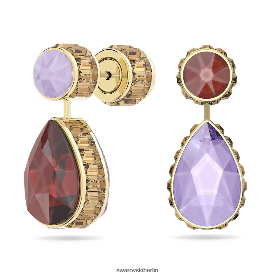 Swarovski Orbita-Tropfenohrringe asymmetrisches Design, Tropfenschliff, mehrfarbig, vergoldet Schmuck HLT448795