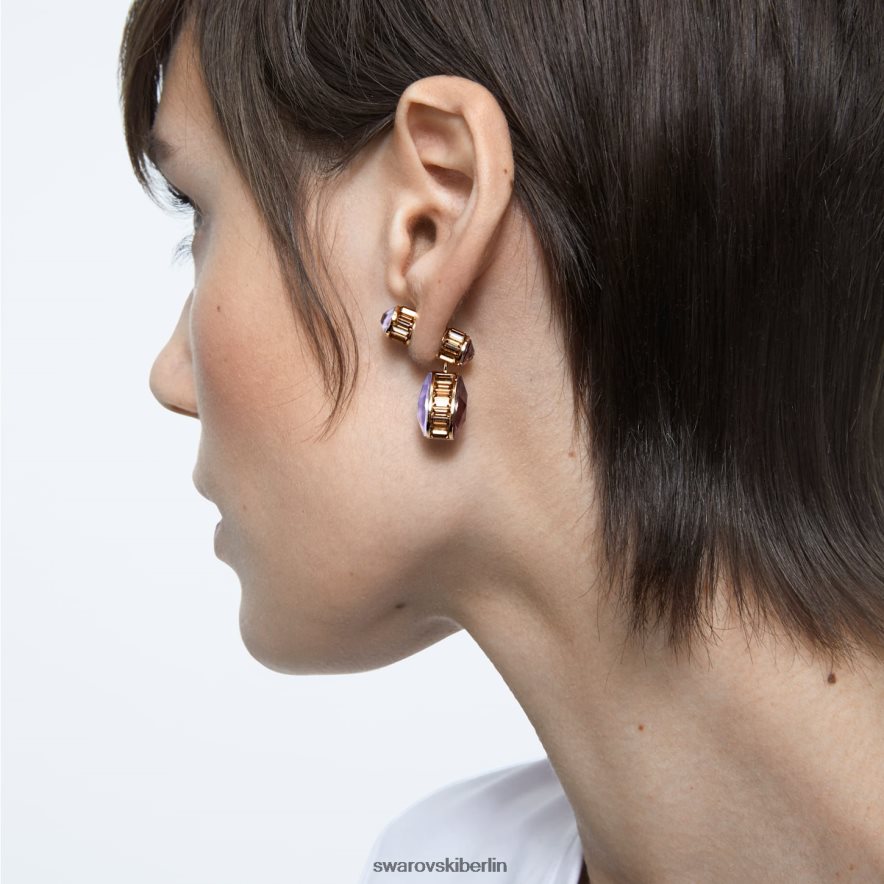 Swarovski Orbita-Tropfenohrringe asymmetrisches Design, Tropfenschliff, mehrfarbig, vergoldet Schmuck HLT448795