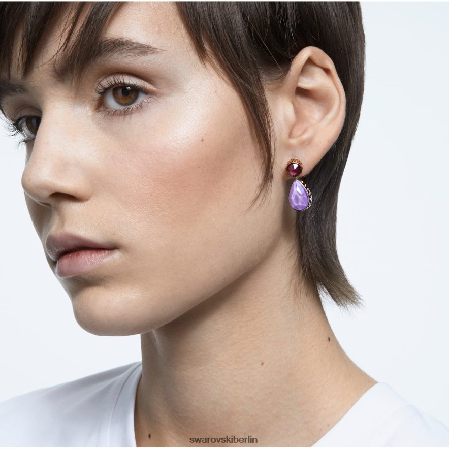 Swarovski Orbita-Tropfenohrringe asymmetrisches Design, Tropfenschliff, mehrfarbig, vergoldet Schmuck HLT448795