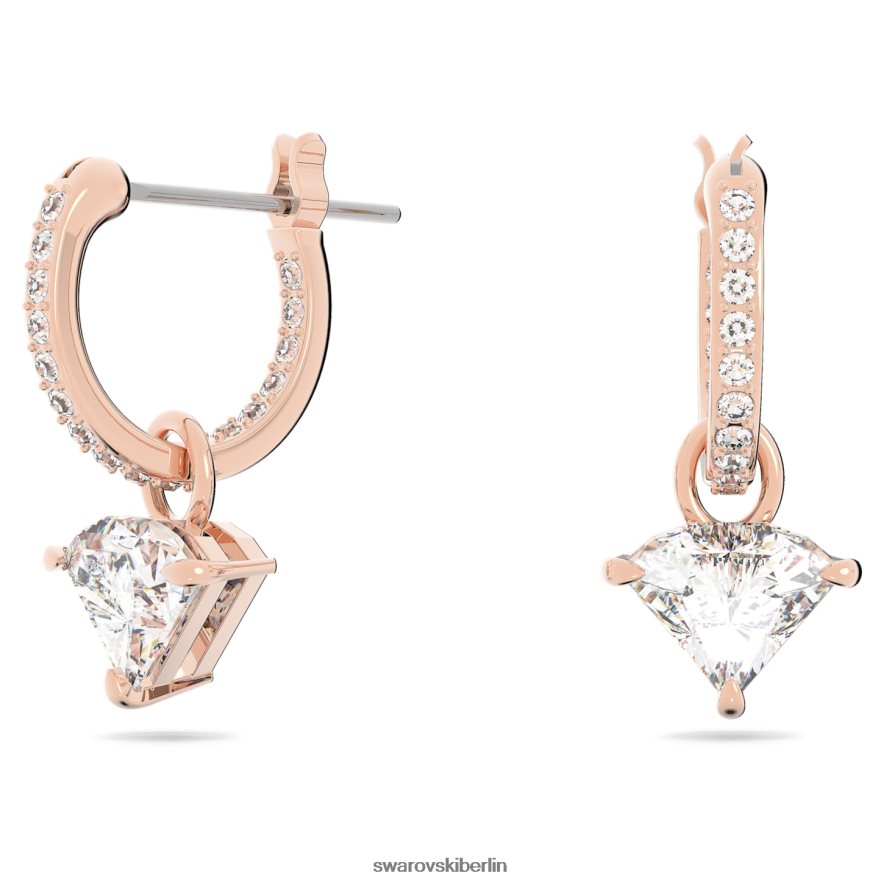Swarovski Ortyx-Tropfenohrringe Dreiecksschliff, weiß, rosévergoldet Schmuck HLT448791