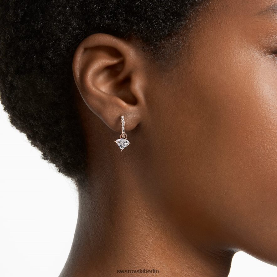Swarovski Ortyx-Tropfenohrringe Dreiecksschliff, weiß, rosévergoldet Schmuck HLT448791