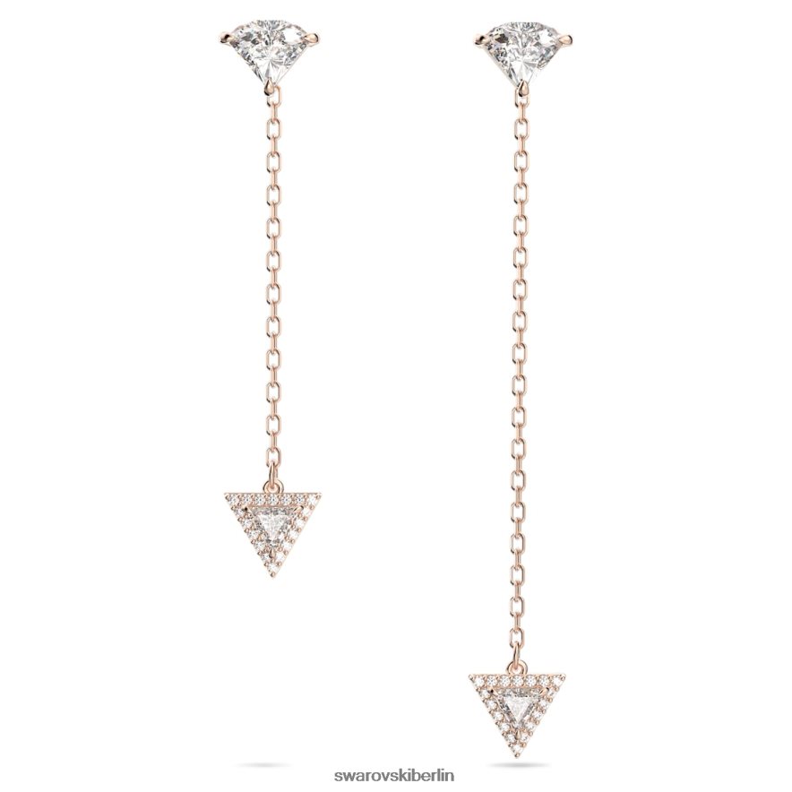 Swarovski Ortyx-Tropfenohrringe asymmetrisches Design, Dreiecksschliff, weiß, rosévergoldet Schmuck HLT448790