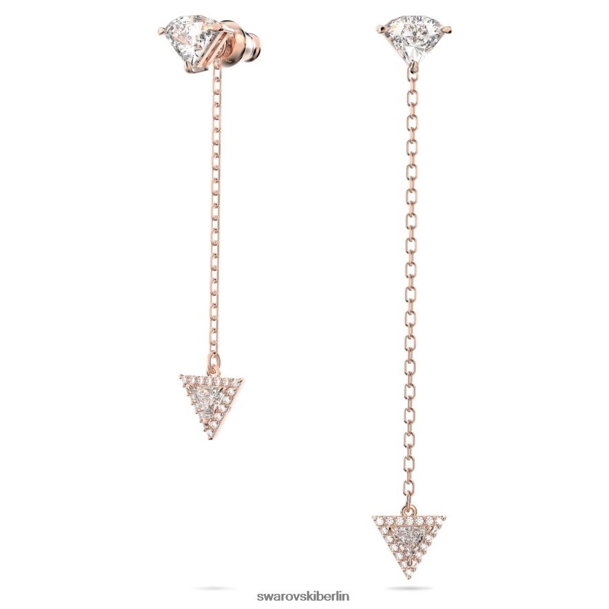 Swarovski Ortyx-Tropfenohrringe asymmetrisches Design, Dreiecksschliff, weiß, rosévergoldet Schmuck HLT448790