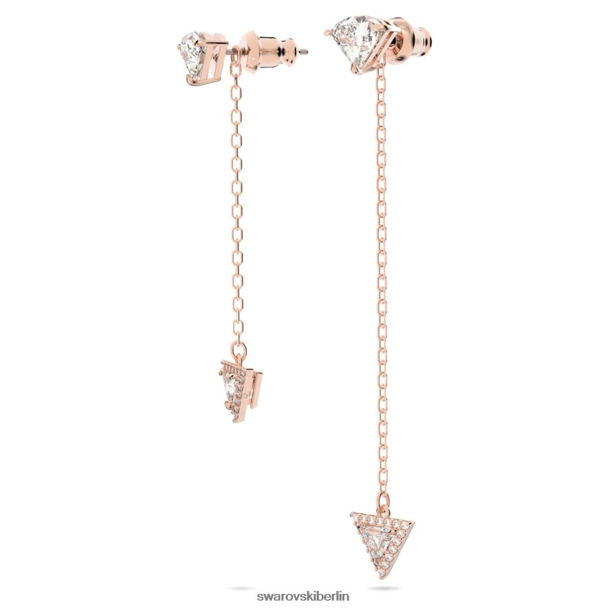 Swarovski Ortyx-Tropfenohrringe asymmetrisches Design, Dreiecksschliff, weiß, rosévergoldet Schmuck HLT448790