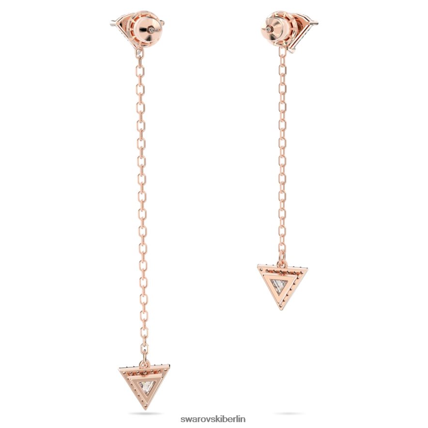 Swarovski Ortyx-Tropfenohrringe asymmetrisches Design, Dreiecksschliff, weiß, rosévergoldet Schmuck HLT448790