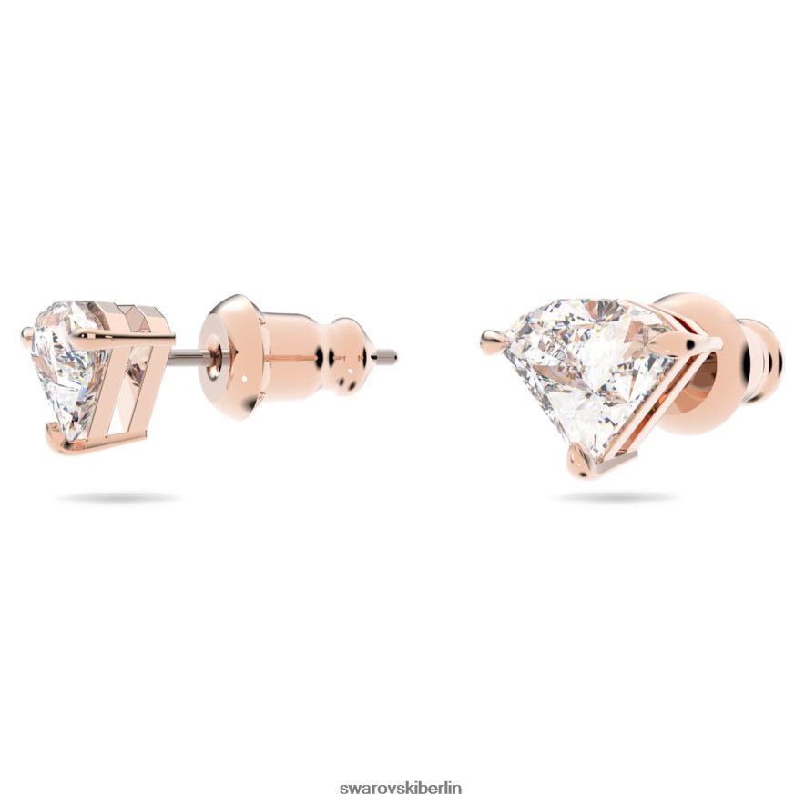 Swarovski Ortyx-Tropfenohrringe asymmetrisches Design, Dreiecksschliff, weiß, rosévergoldet Schmuck HLT448790