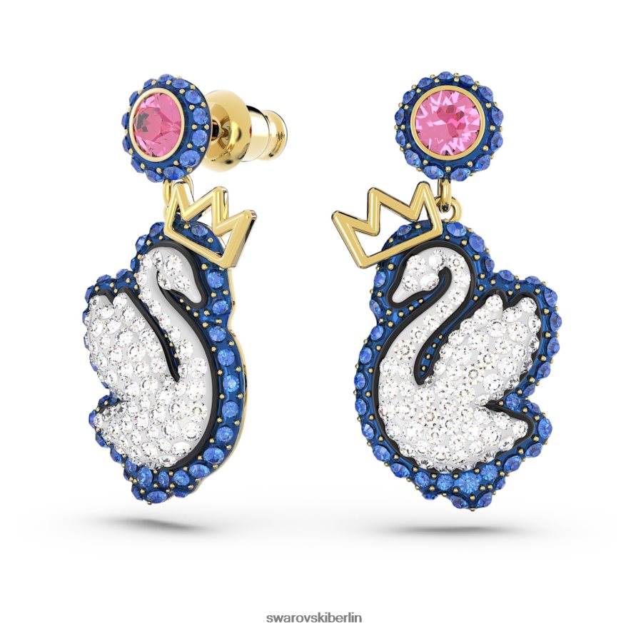 Swarovski Pop-Swan-Tropfenohrringe Schwan, blau, vergoldet Schmuck HLT448821
