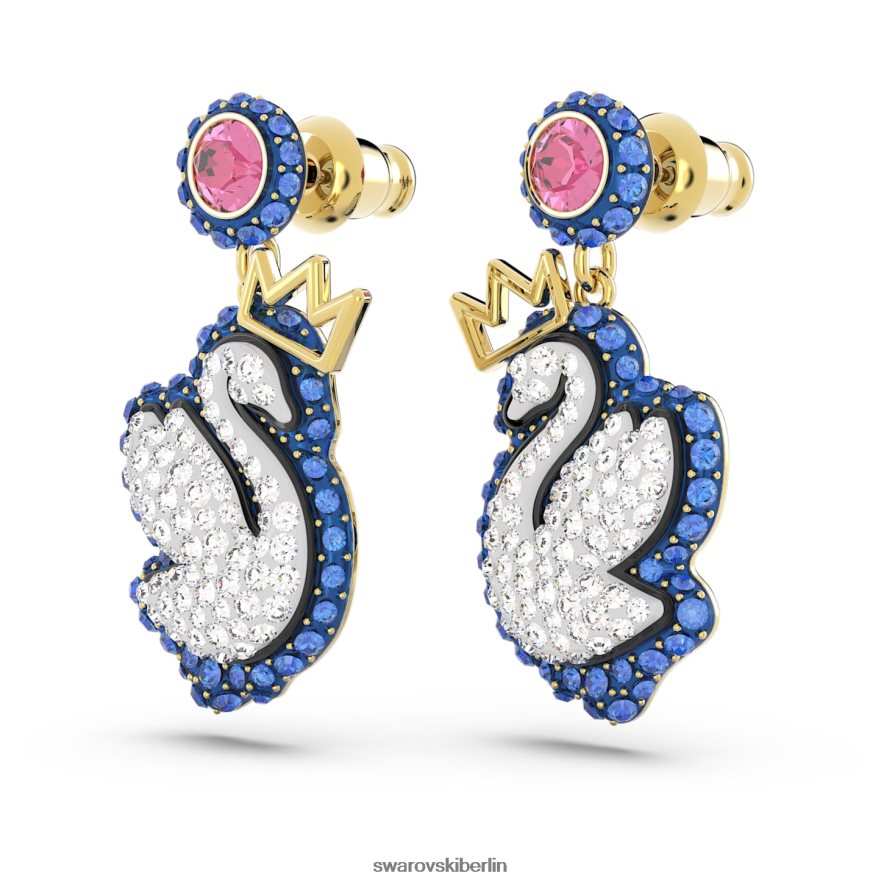 Swarovski Pop-Swan-Tropfenohrringe Schwan, blau, vergoldet Schmuck HLT448821