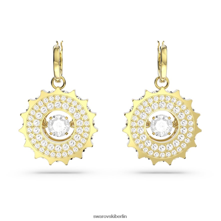Swarovski Rota-Tropfenohrringe gemischte Rundschliffe, weiß, vergoldet Schmuck HLT448814