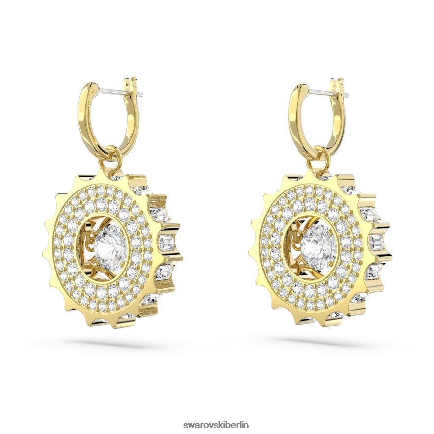 Swarovski Rota-Tropfenohrringe gemischte Rundschliffe, weiß, vergoldet Schmuck HLT448814