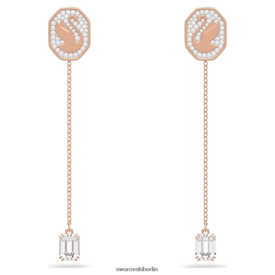 Swarovski Signum-Tropfenohrringe Schwan, weiß, rosévergoldet Schmuck HLT448841
