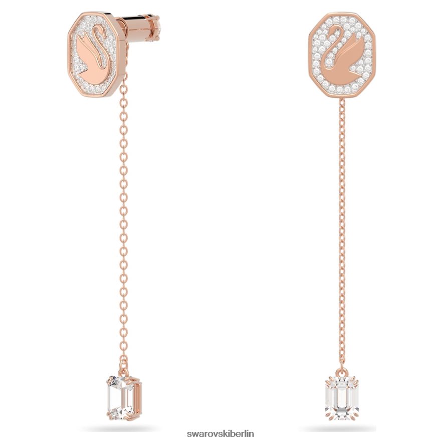 Swarovski Signum-Tropfenohrringe Schwan, weiß, rosévergoldet Schmuck HLT448841