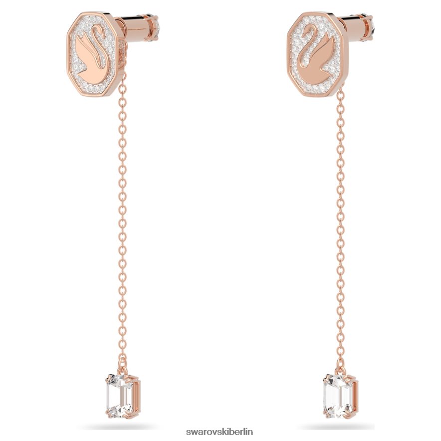 Swarovski Signum-Tropfenohrringe Schwan, weiß, rosévergoldet Schmuck HLT448841