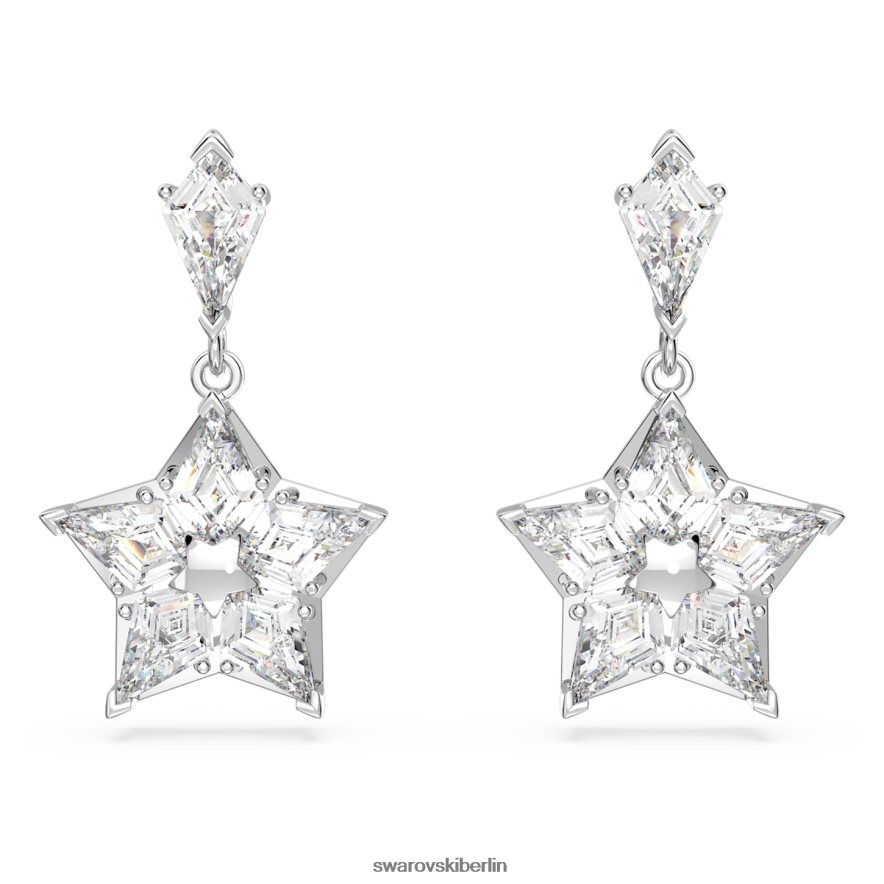 Swarovski Stella-Tropfenohrringe Drachenschliff, Stern, weiß, rhodiniert Schmuck HLT448788