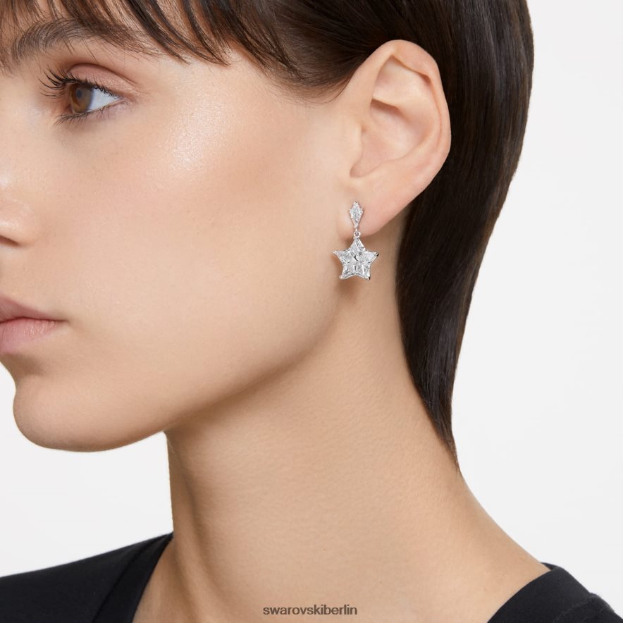 Swarovski Stella-Tropfenohrringe Drachenschliff, Stern, weiß, rhodiniert Schmuck HLT448788