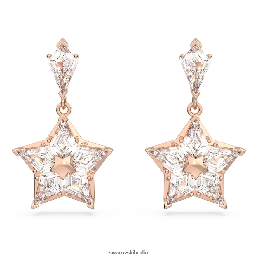 Swarovski Stella-Tropfenohrringe Drachenschliff, Stern, weiß, rosévergoldet Schmuck HLT448817