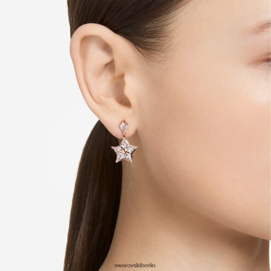 Swarovski Stella-Tropfenohrringe Drachenschliff, Stern, weiß, rosévergoldet Schmuck HLT448817
