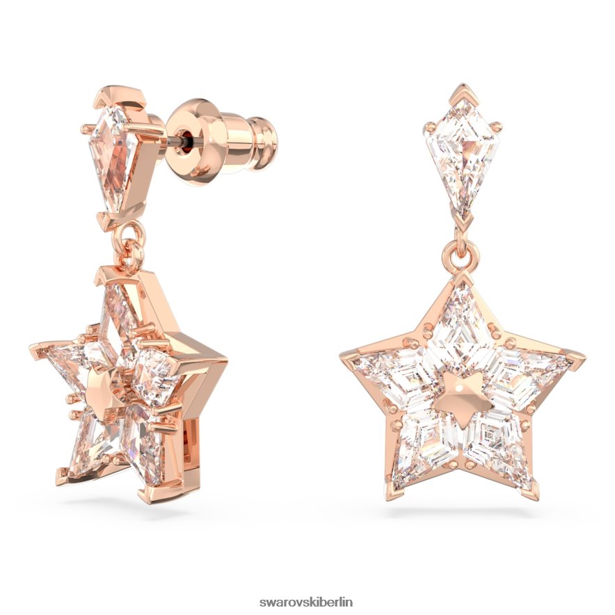Swarovski Stella-Tropfenohrringe Drachenschliff, Stern, weiß, rosévergoldet Schmuck HLT448817