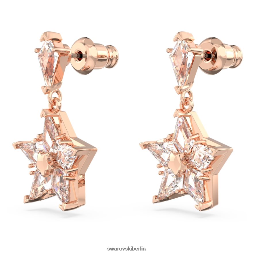 Swarovski Stella-Tropfenohrringe Drachenschliff, Stern, weiß, rosévergoldet Schmuck HLT448817