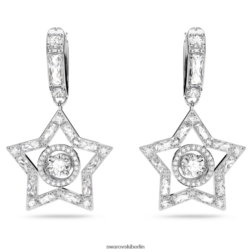 Swarovski Stella-Tropfenohrringe Mischschliffe, Stern, weiß, rhodiniert Schmuck HLT448789