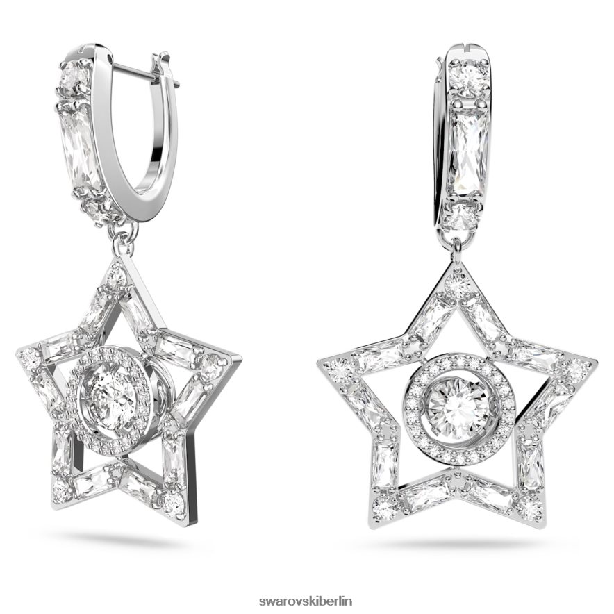Swarovski Stella-Tropfenohrringe Mischschliffe, Stern, weiß, rhodiniert Schmuck HLT448789