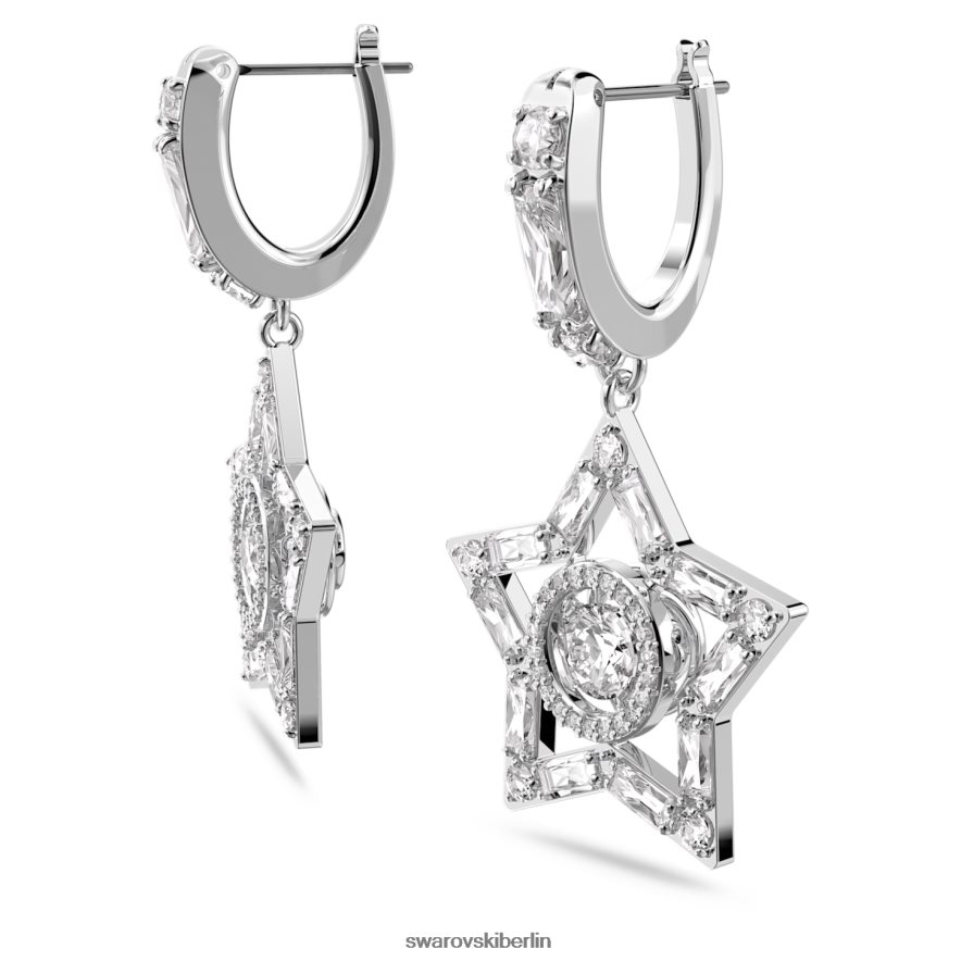 Swarovski Stella-Tropfenohrringe Mischschliffe, Stern, weiß, rhodiniert Schmuck HLT448789